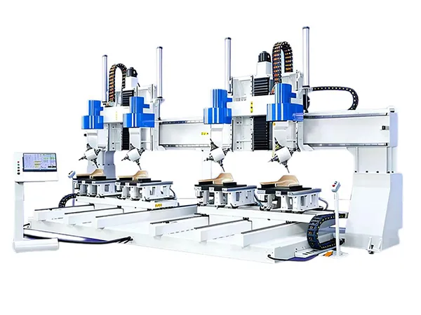 Centro de mecanizado CNC de 5 ejes, de doble canal, con 4 cabezales