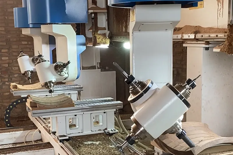 Centro de mecanizado CNC de 5 ejes, de doble canal, con 4 cabezales