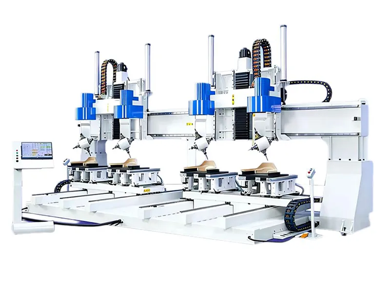 Centro de mecanizado CNC de 5 ejes- de doble canal 4 cabezales